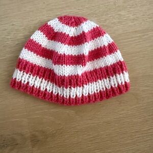 Striped Pink and White Knit baby Beanie